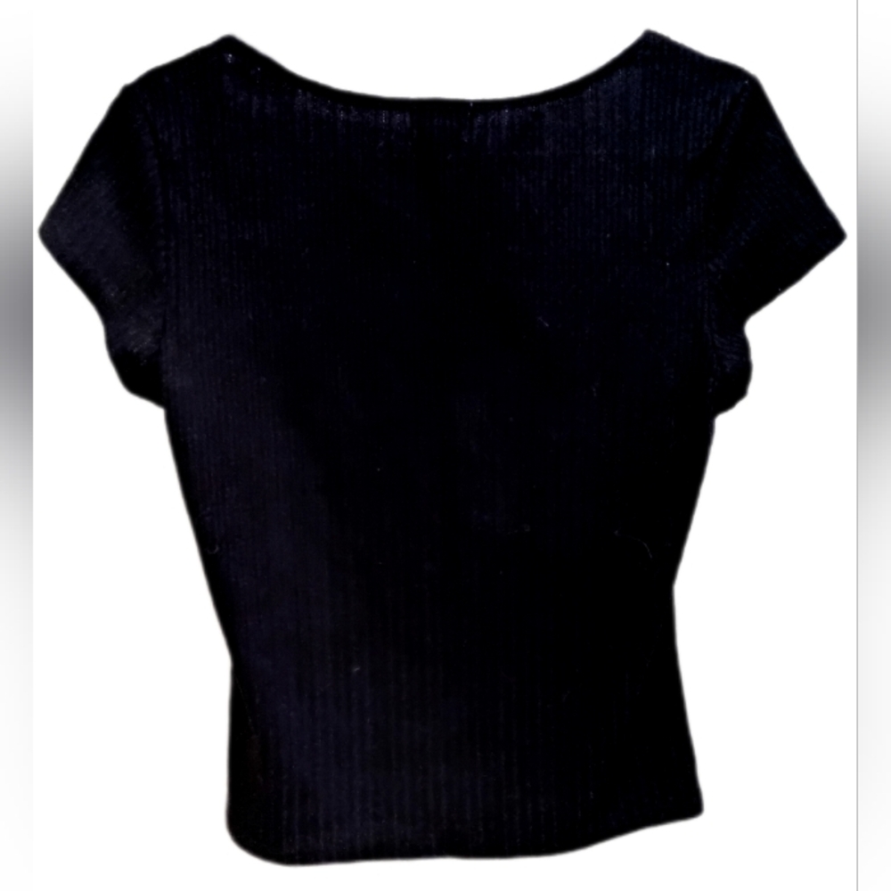 Women's Black Ribbed Top - Picture 4 of 5